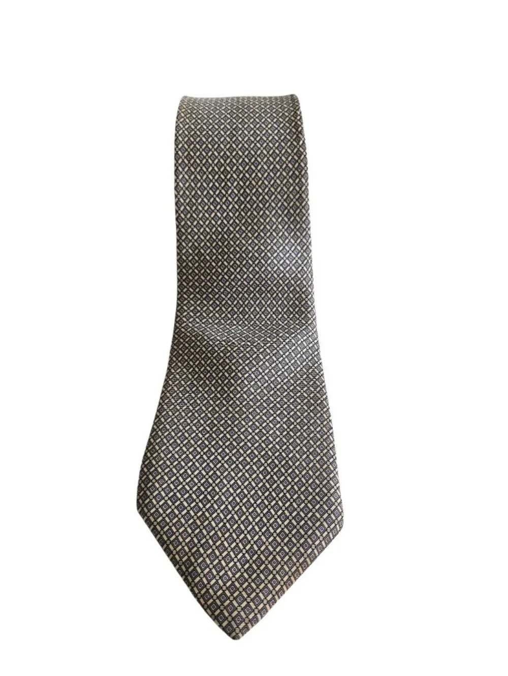 Dior Men's Gray Diamond-Pattern Silk Tie